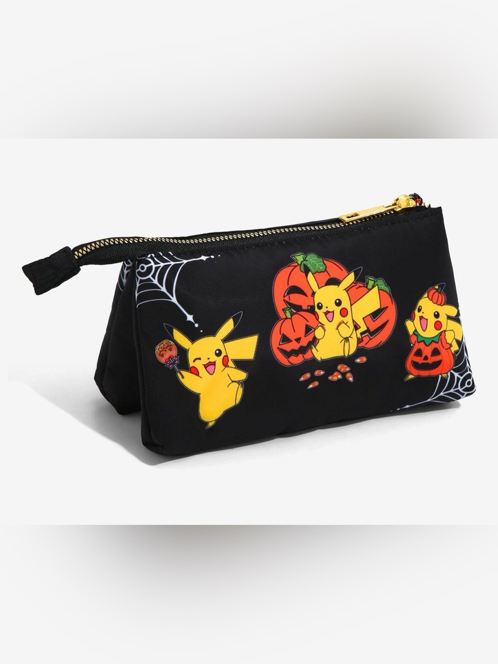 Bioworld Orange and Black Lined Cosmetic Pouch